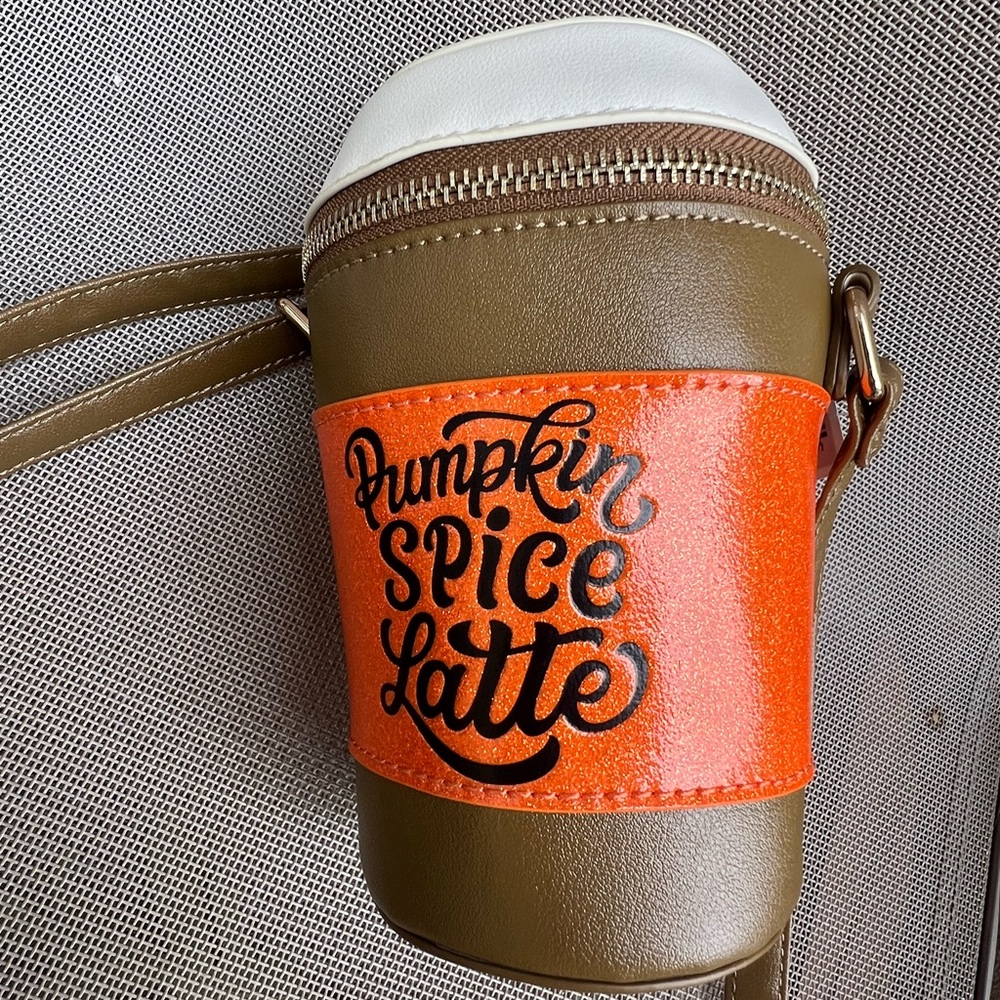 Pumpkin Spice Latte Cup Crossbody Purse Handbag KF3 - Picture 4 of 4